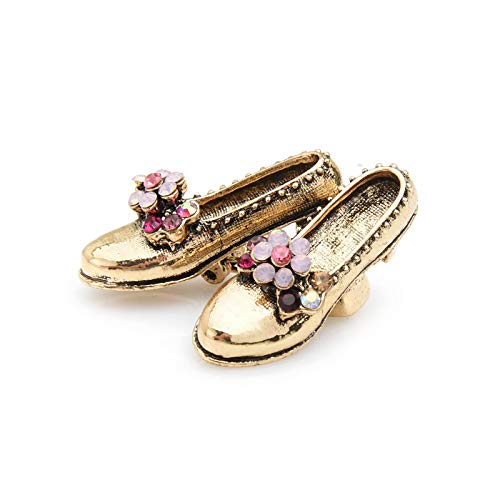 wangk Retro Vintage Zapatos broches Mujeres Metal Rosa Rhinestone Flor Bowknot Zapatos Broche Pines Regalos