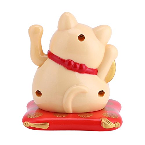 Waving Cat - Maneki Neko Waving Cat, Solar Powered Good Luck Cute Waving Cat para Wealth Welcome Home Display Car Happy Cats Decor (Color : Oro)