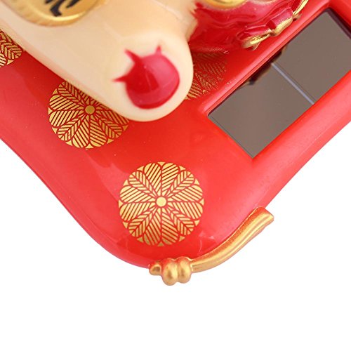 Waving Cat - Maneki Neko Waving Cat, Solar Powered Good Luck Cute Waving Cat para Wealth Welcome Home Display Car Happy Cats Decor (Color : Oro)