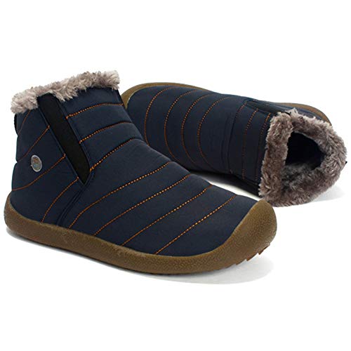 wealsex Botas de Nieve Hombre Mujer Botas de Invierno Botines High-Top Resistente al Agua Aire Libre Boots Slip-on Calentar Zapatos de algodón (Azul,44)