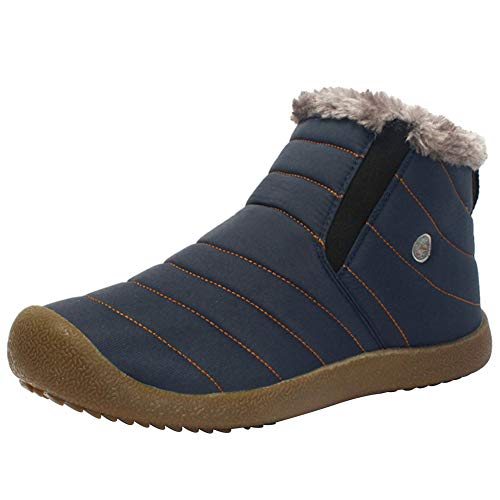 wealsex Botas de Nieve Hombre Mujer Botas de Invierno Botines High-Top Resistente al Agua Aire Libre Boots Slip-on Calentar Zapatos de algodón (Azul,44)
