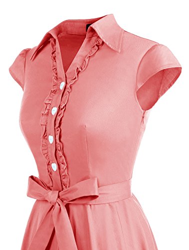 Wedtrend Vestido Vintage Escote V 1950s Cóctel Rockabilly Mujer Vestido Fiesta WTP10007CoralS