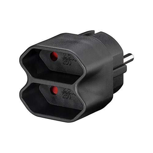 Wentronic - Adaptador para 2 enchufes, color negro