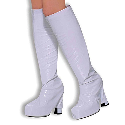WHITE BOOT shoe COVERS tops platform 60 70s HIPPY retro (disfraz)