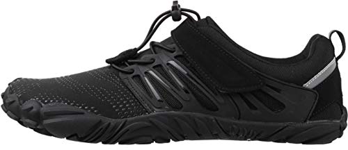 WHITIN Zapatilla Minimalista de Barefoot Trail Running para Hombre Mujer Five Fingers Fivefingers Zapato Descalzo Correr Deportivas Fitness Gimnasio Calzado Asfalto Gris Rosado 40