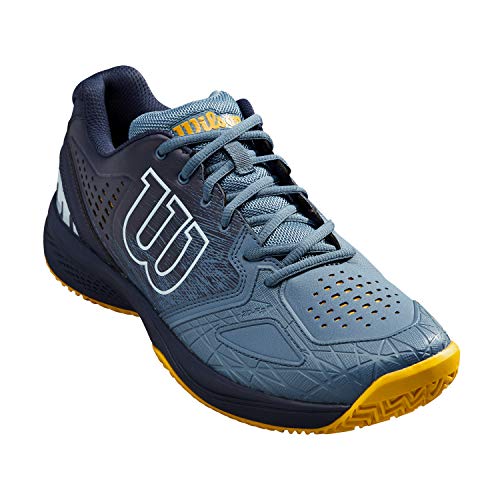 Wilson Kaos Comp 2.0 CC, Zapatilla de Tenis para Tierra Batida, tenistas de Cualquier Nivel Hombre, Azul/Azul/Dorado, 44 2/3 EU