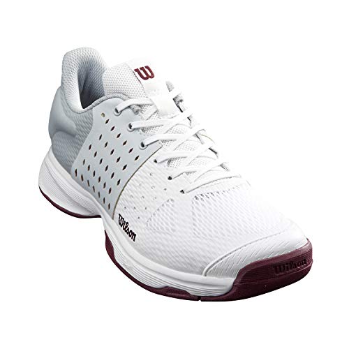 Wilson Zapatillas de deporte para mujer, KAOS COMP W, Blanco/Azul claro/Gris, 38 2/3, Para todo tipo de superficies, Todo tipo de jugadores, WRS327640E055