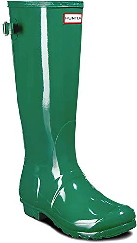 Womens Hunter Original Tall Adjustable Gloss Rubber Waterproof Wellington - Hyper Green - 6