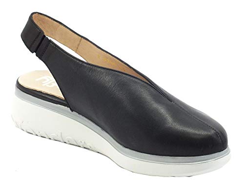 Wonders A-9705 Sauvag - Sandalias cerradas con plataforma baja para mujer, de piel negra Negro Size: 38 EU
