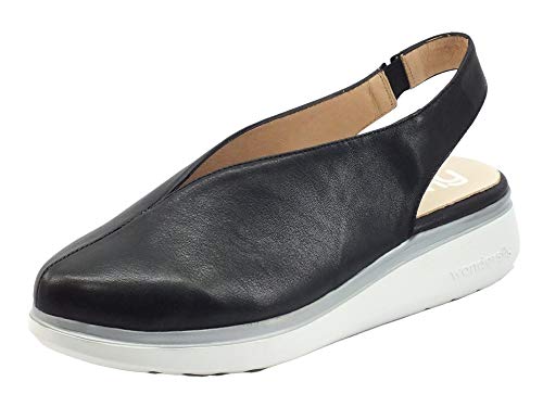 Wonders A-9705 Sauvag - Sandalias cerradas con plataforma baja para mujer, de piel negra Negro Size: 38 EU