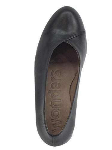 Wonders G-4741 Velvet Negro - Zapatos de tacón medio para mujer de piel negra Negro Size: 39 EU