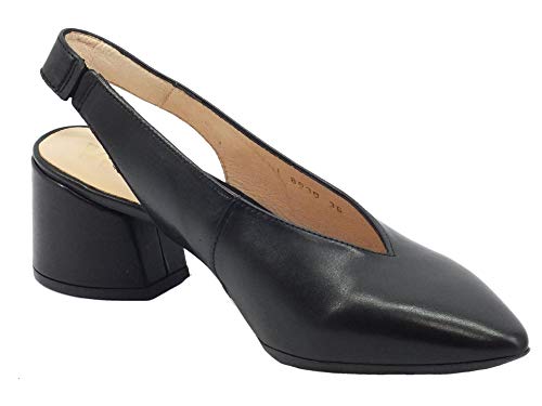 Wonders I-8030 Iseo - Sandalias cerradas con tacón bajo para mujer, de piel negra Negro Size: 41 EU