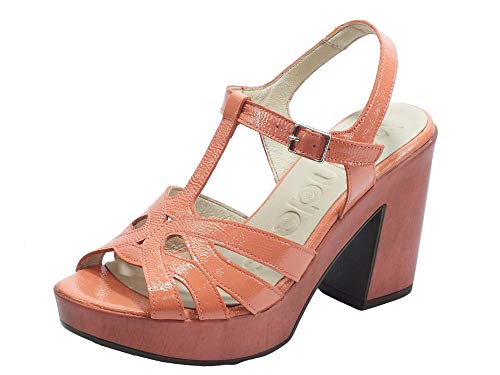 Wonders L-9164 Lack V Salmon - Sandalias para mujer de piel barnizada, tacón alto y plataforma lacada Rosa Size: 37 EU