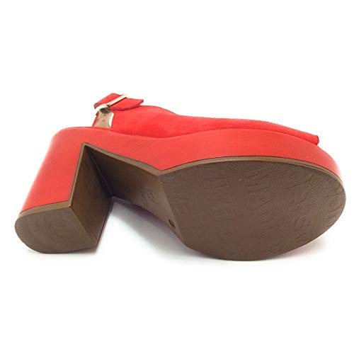 Wonders L9151 Sandalia Plataforma tacón Ante Rojo - 36
