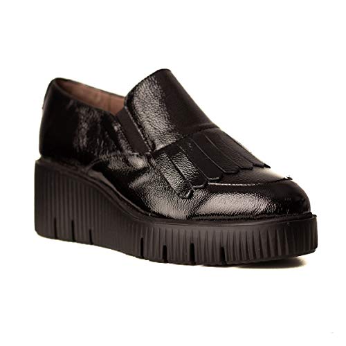 WONDERS Zapato CUÑA Media Flecos Mujer Negro 40
