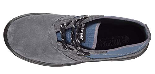 Work Team Bota de Serraje y Lona con Cordones. Tipo chiruca. Suela PU bidensidad. Puntera y Plantilla de Acero Hombre Gris 47