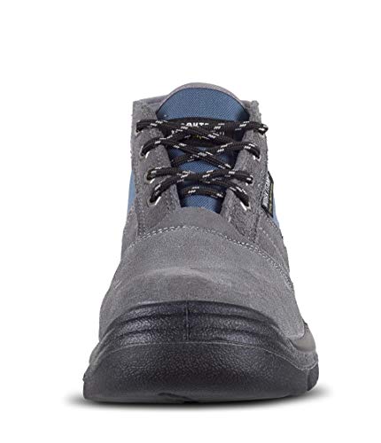 Work Team Bota de Serraje y Lona con Cordones. Tipo chiruca. Suela PU bidensidad. Puntera y Plantilla de Acero Hombre Gris 47