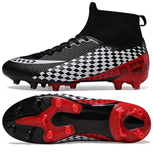 WOWEI Zapatos de Fútbol Hombre Spike Aire Libre Profesionales Atletismo Training Botas de Fútbol Zapatillas de Deporte,Negro,36 EU