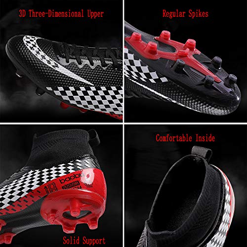 WOWEI Zapatos de Fútbol Hombre Spike Aire Libre Profesionales Atletismo Training Botas de Fútbol Zapatillas de Deporte,Negro,36 EU