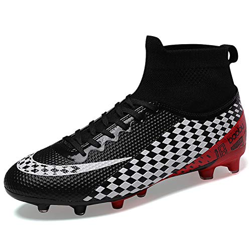 WOWEI Zapatos de Fútbol Hombre Spike Aire Libre Profesionales Atletismo Training Botas de Fútbol Zapatillas de Deporte,Negro,36 EU