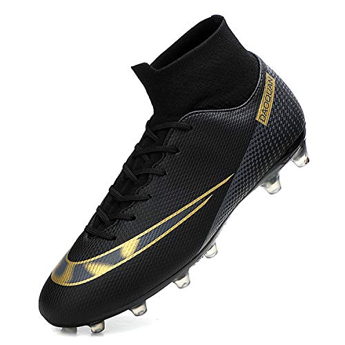 WOWEI Zapatos de Fútbol Hombre Spike Aire Libre Profesionales Atletismo Training Botas de Fútbol Zapatillas de Deporte,T2150 Negro,42 EU