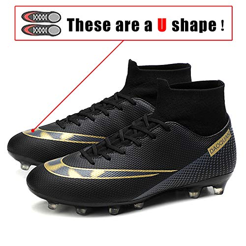 WOWEI Zapatos de Fútbol Hombre Spike Aire Libre Profesionales Atletismo Training Botas de Fútbol Zapatillas de Deporte,T2150 Negro,43 EU