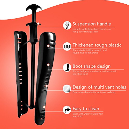 Wrighteu 2 Pares Horma para Botas 41 CM Tensor de Botas con Mango Longitud de la Rodilla de Arranque de la Talladora del Zapato Camilla Arboles Negro (1Par)