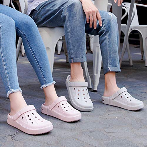 WTFYSYN de baño para el hogar Zapatillas,Zapatos con Agujeros de Gran tamaño para Hombres, Zapatos de Playa con Cojines para Parejas-Gris_41,Tira Ancha, Sandalia Tipo Chancla Verano