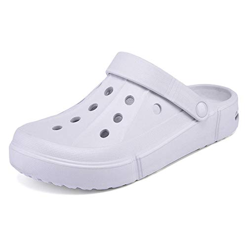 WTFYSYN de baño para el hogar Zapatillas,Zapatos con Agujeros de Gran tamaño para Hombres, Zapatos de Playa con Cojines para Parejas-Gris_41,Tira Ancha, Sandalia Tipo Chancla Verano