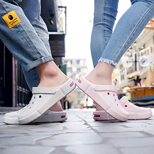WTFYSYN de baño para el hogar Zapatillas,Zapatos con Agujeros de Gran tamaño para Hombres, Zapatos de Playa con Cojines para Parejas-Gris_41,Tira Ancha, Sandalia Tipo Chancla Verano