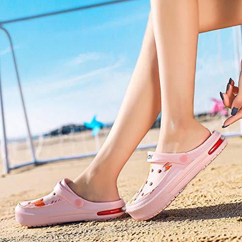 WTFYSYN Hombres Uso En Interiores Zapatillas,Zapatos con Agujeros Baotou, Zapatillas de Camuflaje con cojín, Zapatos de Playa Antideslizantes-Pink_37,Sandalias Casa Interior Antideslizantes