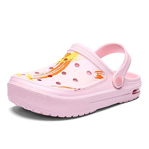 WTFYSYN Hombres Uso En Interiores Zapatillas,Zapatos con Agujeros Baotou, Zapatillas de Camuflaje con cojín, Zapatos de Playa Antideslizantes-Pink_37,Sandalias Casa Interior Antideslizantes