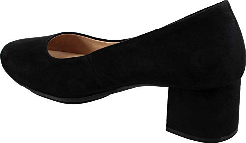 WUAPAS 1670 - Zapato Mujer Salón Tacón Ancho 5cm (37 EU, Negro)