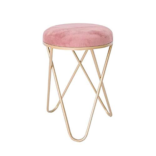 WXX Taburete de Maquillaje, reposapiés Taburete Redondo de Mediados de Siglo Moderno otomano de Terciopelo, Mesa Auxiliar de reposapiés, diseño de Patas de Metal extraíble (Rosa),Rosado