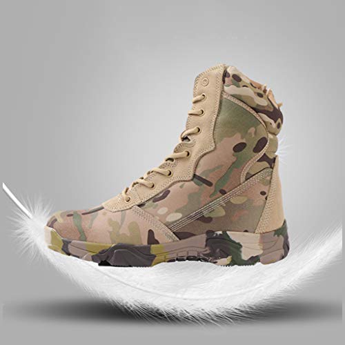 Wygwlg Botas de Combate Militares de Camuflaje con Cordones para Hombres Zapatos de Entrenamiento tácticos Impermeables Botines de acción Bota Desert Spec-Ops,Camo-43