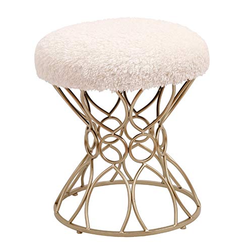 WZNING Dormitorio nórdico Vestir heces Hierro Forjado sofá de la Sala de Banco decoración del hogar Zapatos Bench (Color : White Curls, Size : Champagne Feet)