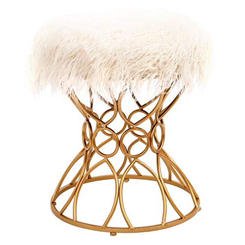 WZNING Dormitorio nórdico Vestir heces Hierro Forjado sofá de la Sala de Banco decoración del hogar Zapatos Bench (Color : White Curls, Size : Champagne Feet)