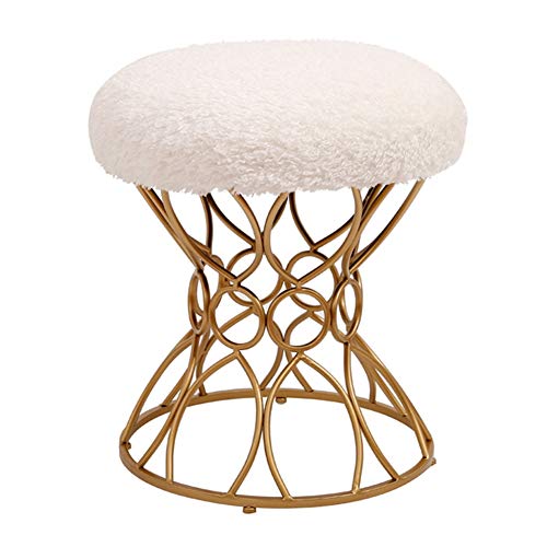 WZNING Dormitorio nórdico Vestir heces Hierro Forjado sofá de la Sala de Banco decoración del hogar Zapatos Bench (Color : White Curls, Size : Champagne Feet)