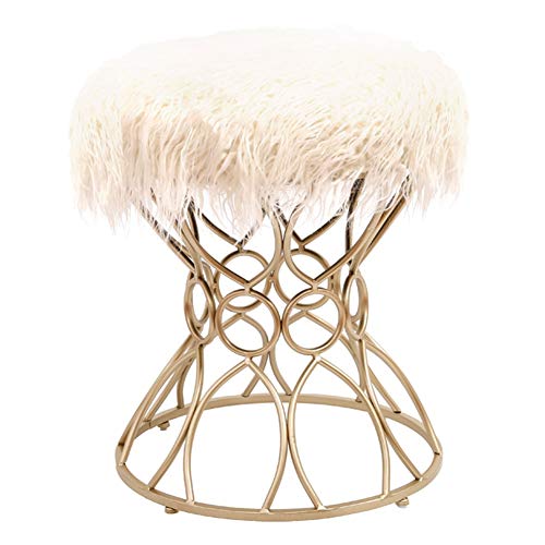 WZNING Dormitorio nórdico Vestir heces Hierro Forjado sofá de la Sala de Banco decoración del hogar Zapatos Bench (Color : White Curls, Size : Champagne Feet)