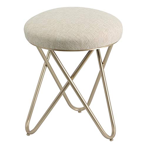 WZNING Maquillaje de la Manera Europea heces Creativa Muebles sofá de la Tela de Cambio de los Zapatos de heces Hierro Forjado Vestir heces (Color : Khaki, Size : Champagne Feet)