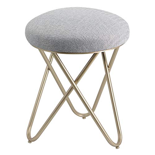 WZNING Maquillaje de la Manera Europea heces Creativa Muebles sofá de la Tela de Cambio de los Zapatos de heces Hierro Forjado Vestir heces (Color : Khaki, Size : Champagne Feet)