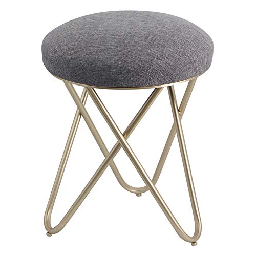 WZNING Maquillaje de la Manera Europea heces Creativa Muebles sofá de la Tela de Cambio de los Zapatos de heces Hierro Forjado Vestir heces (Color : Khaki, Size : Champagne Feet)