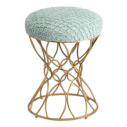 WZNING Moderno Hierro Forjado Vestir heces de la Sala de Cambio de Zapatos Sofá Banco Dormitorio Maquillaje de heces (Color : Green, Size : Champagne Feet)