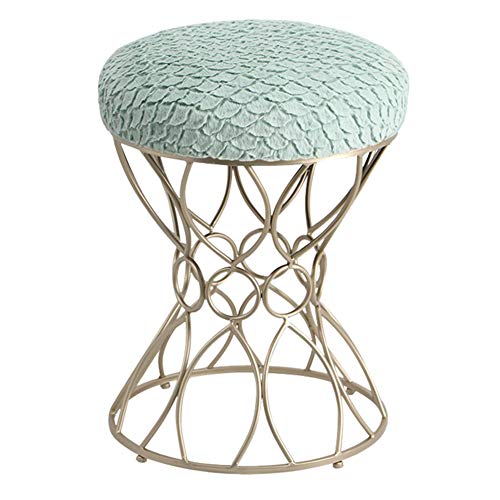 WZNING Moderno Hierro Forjado Vestir heces de la Sala de Cambio de Zapatos Sofá Banco Dormitorio Maquillaje de heces (Color : Green, Size : Champagne Feet)