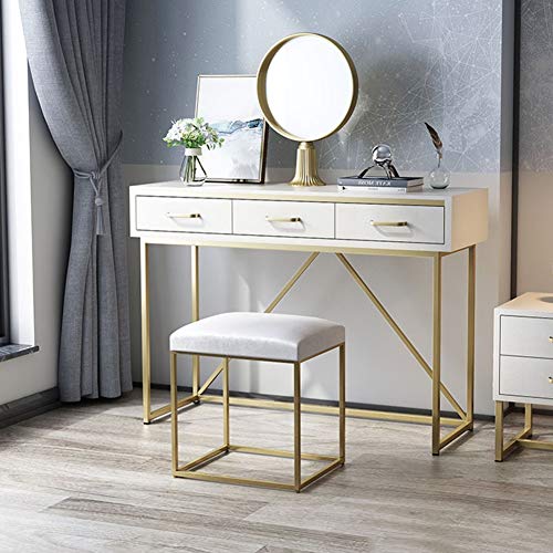 WZNING Nordic Vestir heces Hierro Forjado Moda Vestir Maquillaje de Habitaciones heces Inicio Cambio Banco de Zapatos (Color : Silver Grey, Size : Champagne Feet)