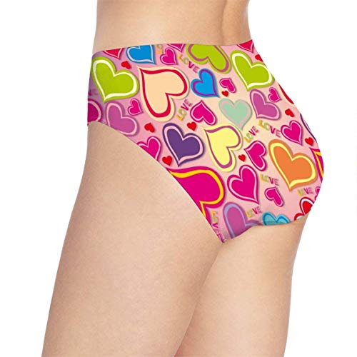 XCNGG Bragas Ropa Interior de Mujer 3D Print Soft Women's Underwear, Color Graphics Hearts Fashion Flirty Lady'S Panties Briefs Medium