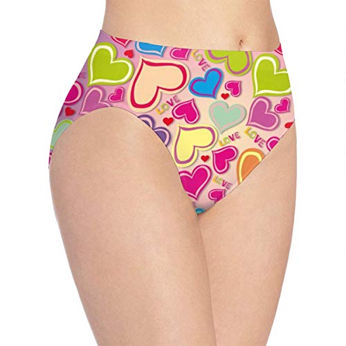 XCNGG Bragas Ropa Interior de Mujer 3D Print Soft Women's Underwear, Color Graphics Hearts Fashion Flirty Lady'S Panties Briefs Medium