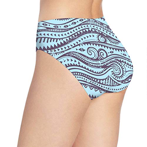 XCNGG Bragas Ropa Interior de Mujer Blue Vintage Waves Women Briefs High Waist Panties Gifts