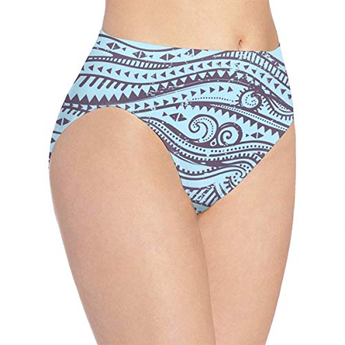 XCNGG Bragas Ropa Interior de Mujer Blue Vintage Waves Women Briefs High Waist Panties Gifts