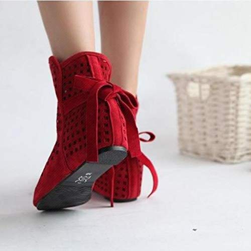 XIALIUXIA Botin Mujer Campero Lateral Abierto Y Corte Calado, Planas Ocultas Bajas Cuñas Botines Tobillo Zapatos Casuales Botines Lindos,C,36
